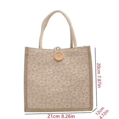 Linen Tote Bag for Women – Japanese Floral Handbag