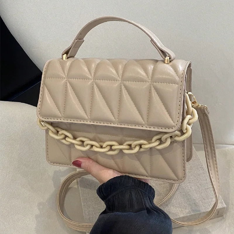 Quilted Crossbody Bag Women's Mini Handbag with Chain Strap