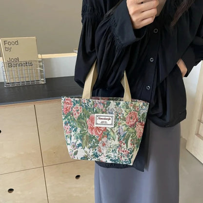 Women's Floral Canvas Tote Bag – Lightweight Large Capacity