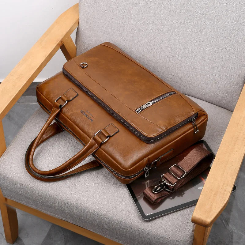 Men S Business Hand-Held Horizontal Single-Shoulder Crossbody Bag Computer Storage Large Capacity