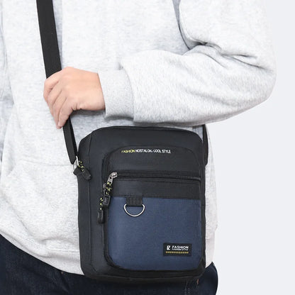 Casual Men S Crossbody Bag Collision Color Multi-Layer Waterproof Oxford Cloth Cashier Large
