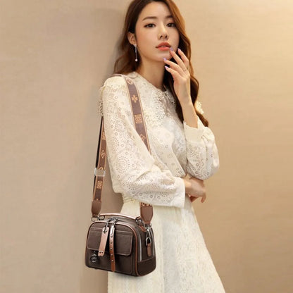 Luxury Leather Crossbody Bag for Women – Multi-Pocket Designer Handbag