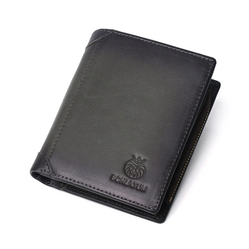 Top Layer Cowhide Anti-Theft Brushed Genuine Leather Wallet Men