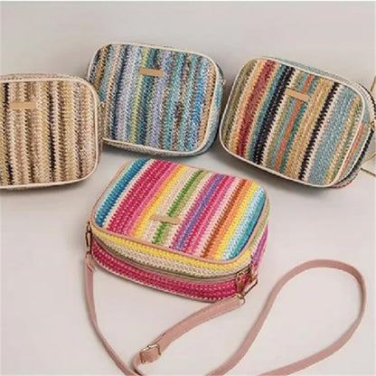 Straw Woven Crossbody Bag Women Colorful Boho Shoulder Bag