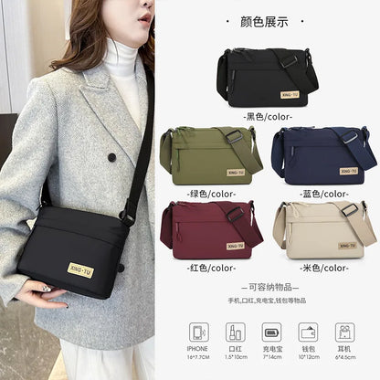 Women S Oxford Cloth Waterproof Crossbody Bag Three Zipper Large Capacity Shoulder Multi-Layer