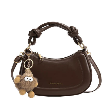 Crossbody Bag with Knot Handle & Gold Hardware – Women's Vintage Handbag