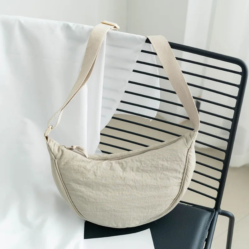 Nylon Crescent Crossbody Bag – Lightweight Women's Shoulder Bag