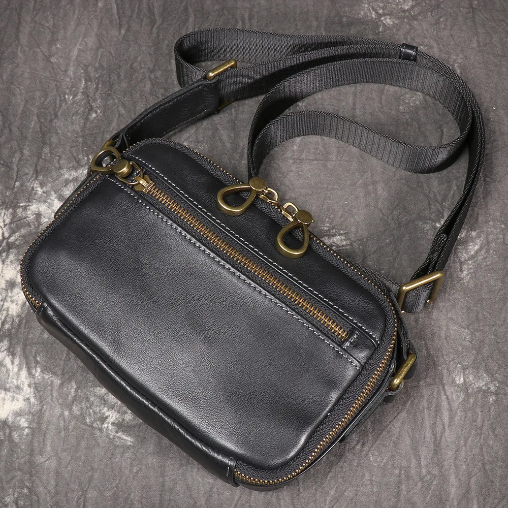 Men S Leather Shoulder Bag Cross Body Youth Large Capacity Mobile Phone Storage Crossbody