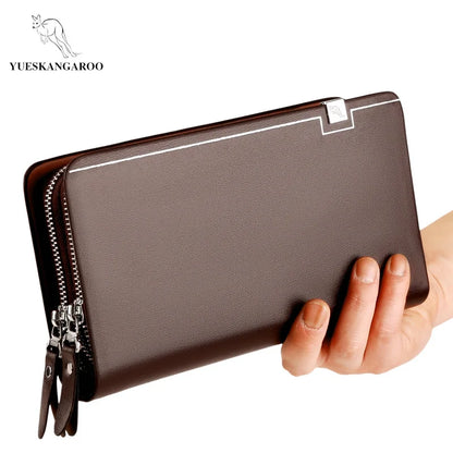 Men S Hand-Held Fashionable Business Double-Zipper Wrist Large-Capacity Multi-Slot Multi-Functional
