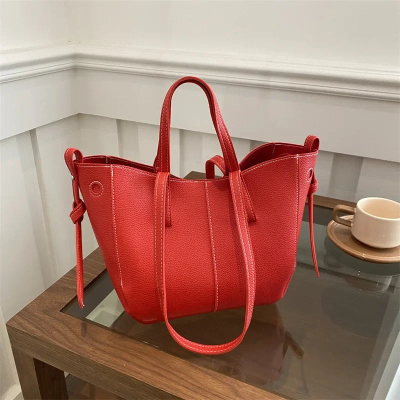 Stylish Casual Tote Bag Large Capacity Pu Leather Handbag Women Wing Bag Commuting Shoulder Armpit