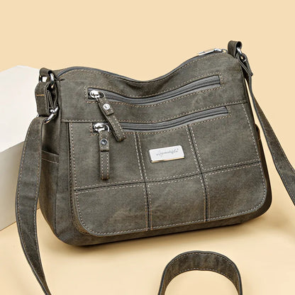 Crossbody Messenger Bag – Vintage Multi-Pocket Shoulder Bag for Women