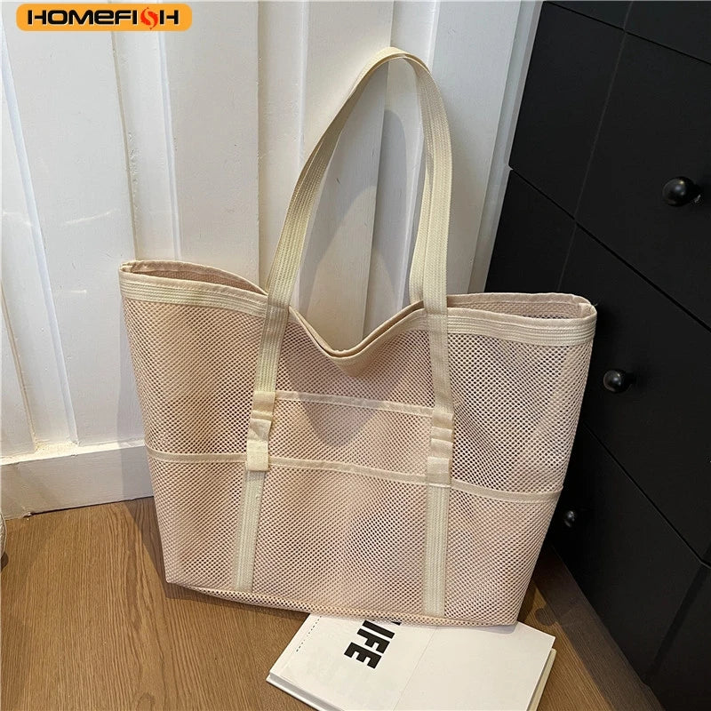 Homefish Multipocket Summer Large Beach Bag Towels Mesh Durable Toys Waterproof Underwear Pocket