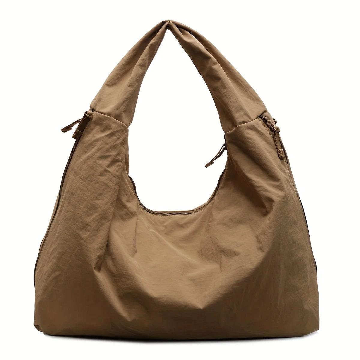 Nylon Tote Bag with Multiple Zipper Pockets – Solid Color Everyday Carry