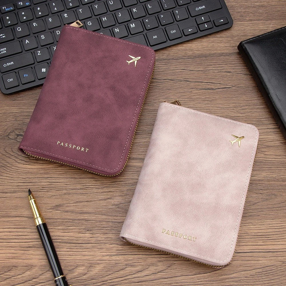 Blocking Passport Wallet Zipper Thickened Rfid Anti-Theft Travel Organizer Slim Card Holder Storage
