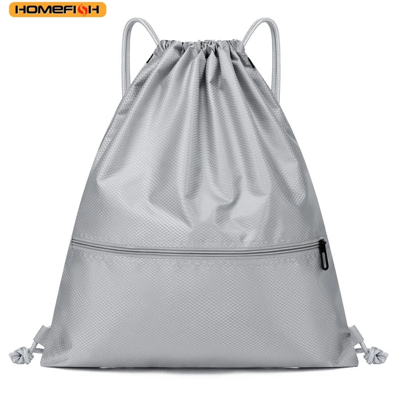 Homefish Men Women Lightweight Drawstring Bag Sports Fitness Outdoor Leisure Backpack Zipper
