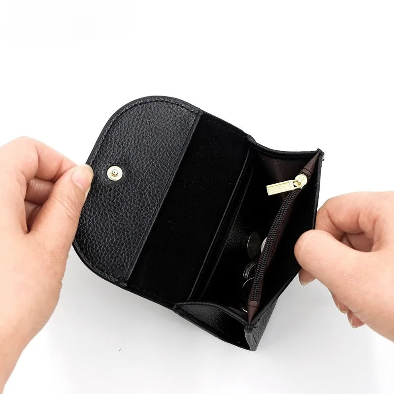Mini Leather Wallet for Women – Lychee Pattern Card & Coin Clutch