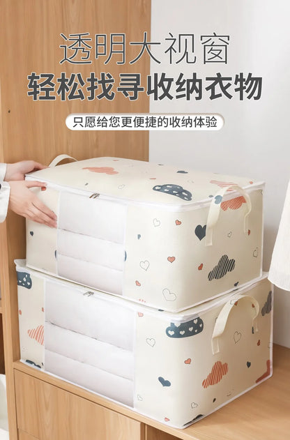 Homefish Large Capacity Foldable Clothes Storage Bag Reinforced Handle Sturdy Zipper Blankets
