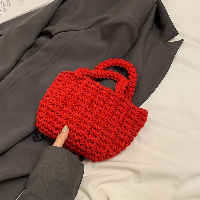 Leisure Popular Beach Bag Handbag Exquisite Hand Woven Handmade Cotton Thread Women S Versatile
