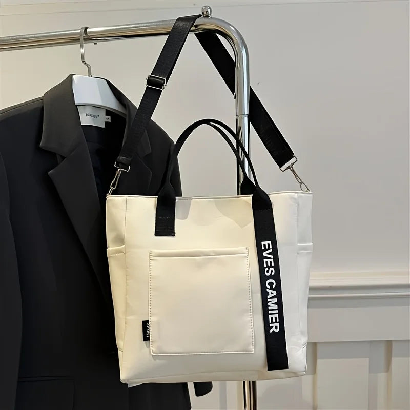 Nylon Design Spacious Tote Bag Multiple Pockets Adjustable Crossbody Strap