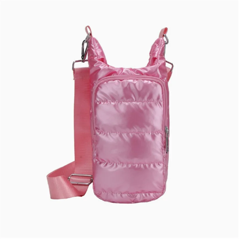 Water Bottle Carrier Crossbody Bag – Puffer Sling Holder with Pocket
