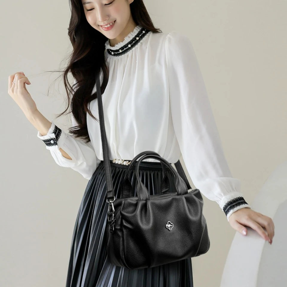 Soft PU Leather Handbag – Women's Large 3-Layer Shoulder Bag