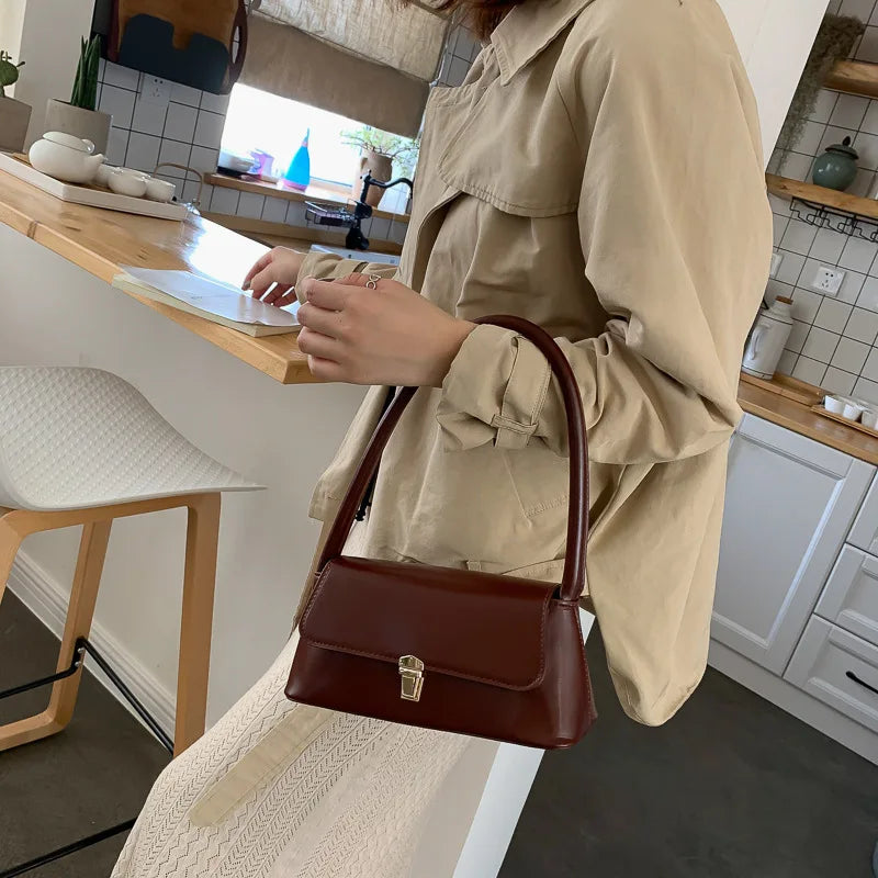 Women's Leather Shoulder Bag – Soft Faux Leather Clutch Handbag