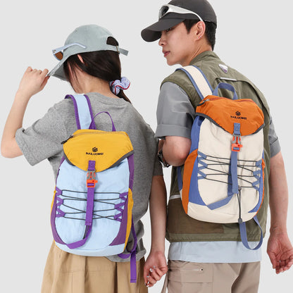 Light Nylon Spliced Color-Blocking Backpack Hiking