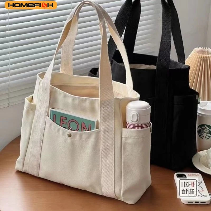 Homefish Portable Large-Capacity Canvas Bag Versatile Shoulder Bag Design Special Cloth Bag Students