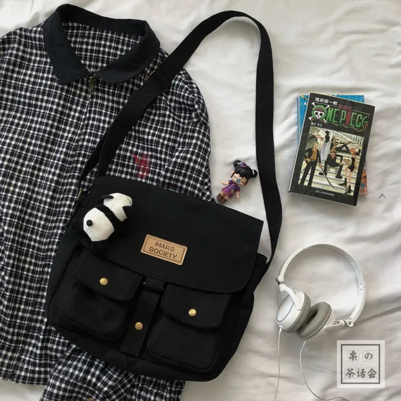 Canvas Flip Cover Messenger Bag – Harajuku Crossbody