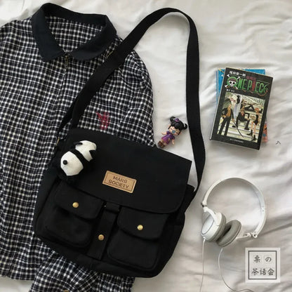 Canvas Flip Cover Messenger Bag – Harajuku Crossbody