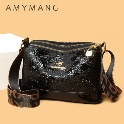 Patent Leather Crossbody Bag – Women's 3-Layer Designer Purse