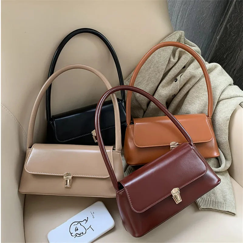 Women's Leather Shoulder Bag – Soft Faux Leather Clutch Handbag