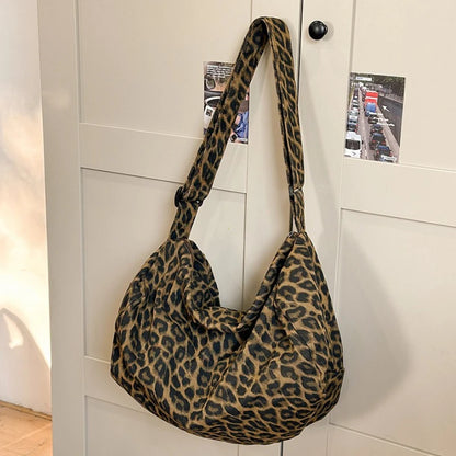 Summer Women S Bag Leopard Print Canvas Crossbody Y2k Trendy Travel Shoulder Bags Tote Female