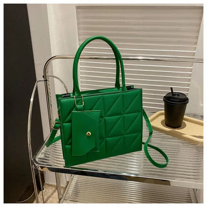 Quilted Tote Bag with Detachable Pouch & Crossbody Strap
