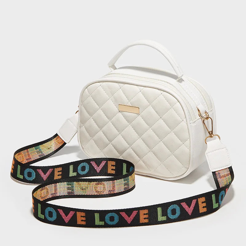 Women's Mini Crossbody Bag with Colorful Letter Strap
