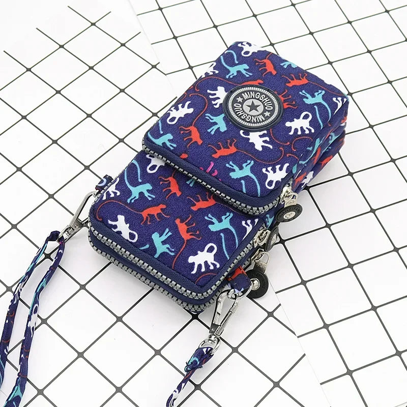 Nylon Shoulder Crossbody Phone Bag Women Sports Running Multi Layer Zipper Pouch Armband Bag