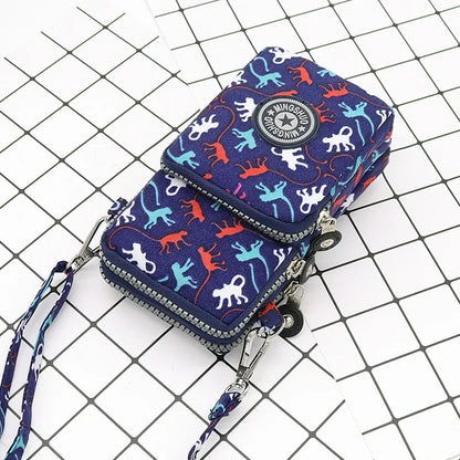 Nylon Shoulder Crossbody Phone Bag Women Sports Running Multi Layer Zipper Pouch Armband Bag