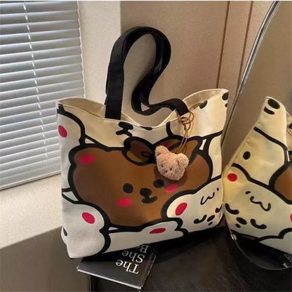 Commuting Japanese Cartoon Handbag Shoulder Bag Large Capacity Student Tote Bag