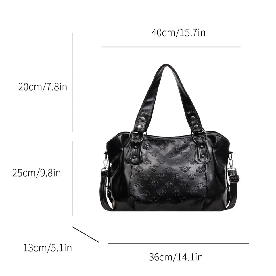 Vintage Print PU Leather Crossbody Bag for Women – Large Capacity Luxury Handbag