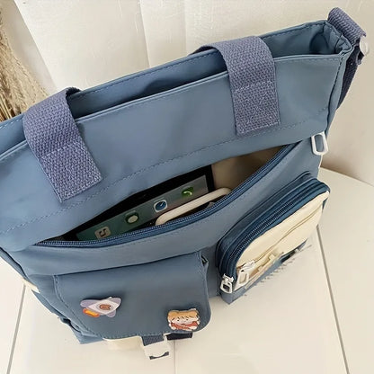 Canvas Tote Shoulder Bag for Teen Girls – Cute Kawaii Style