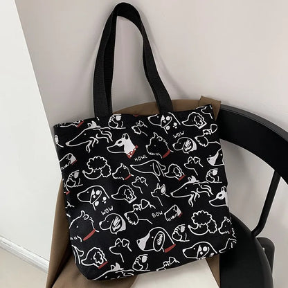 Cute Animal Print Canvas Tote Shoulder Bag