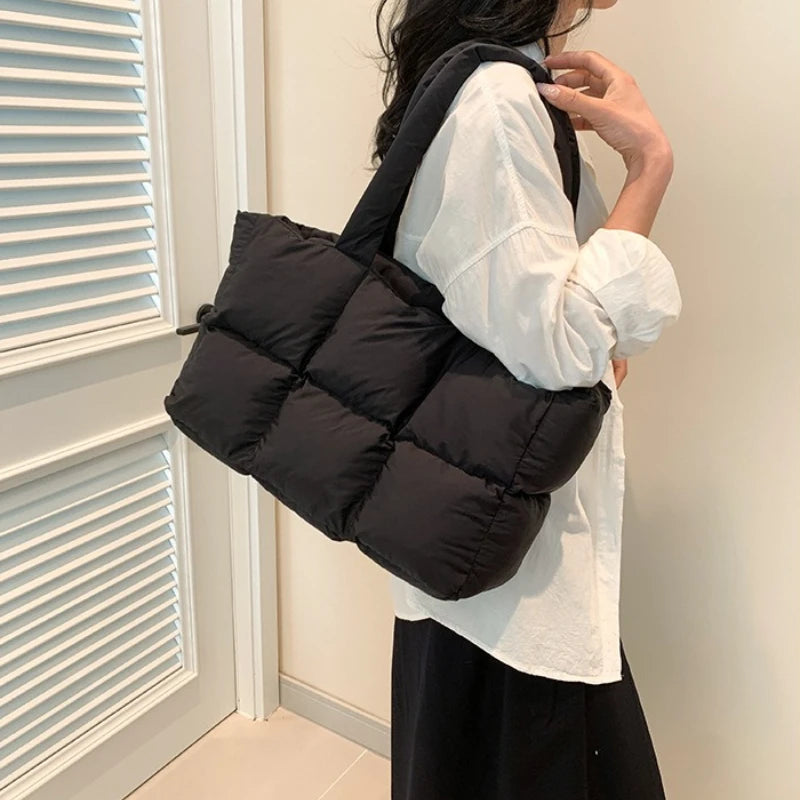 Quilted Puffer Tote Bag for Women – Large Capacity Shoulder Bag