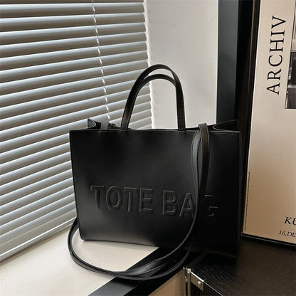 PU Leather Tote Bag – Vintage Embossed Shoulder & Crossbody Bag