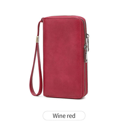Rfid Men S Business Wallet Double Zipper Long Retro Large Capacity Women Hand