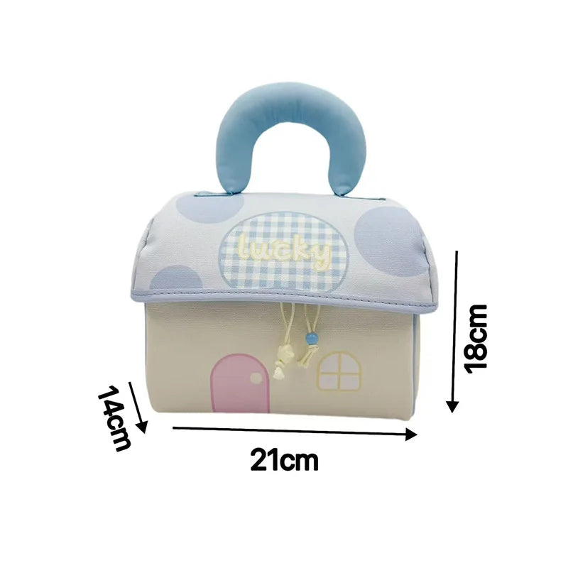Cute House-Shaped Cosmetic Bag – Padded Handle Makeup Organizer