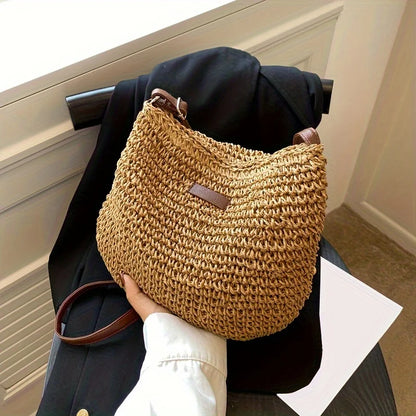 Rattan Straw Crossbody Bag – Women's Woven Beach Shoulder Bag