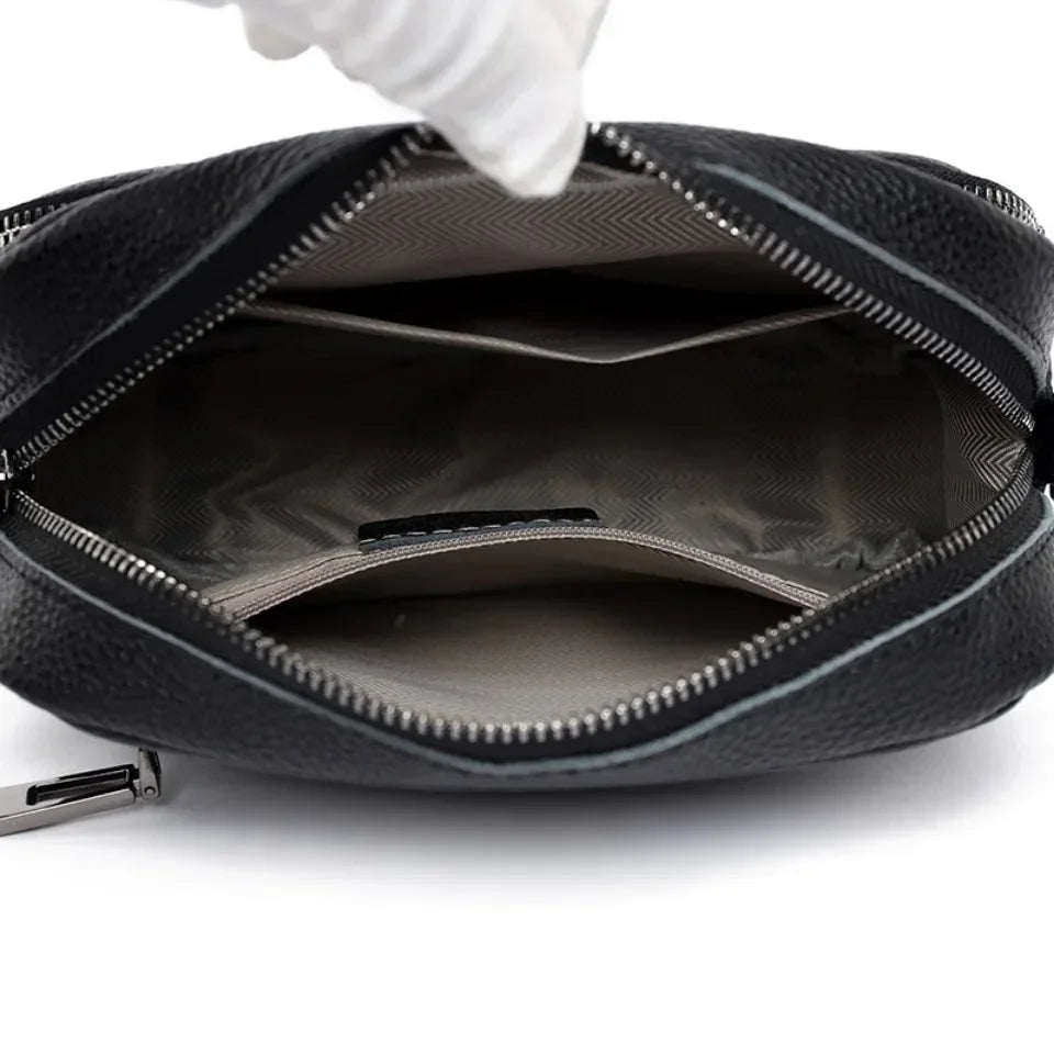 Genuine Leather Women's Crossbody Bag with Fur Charm