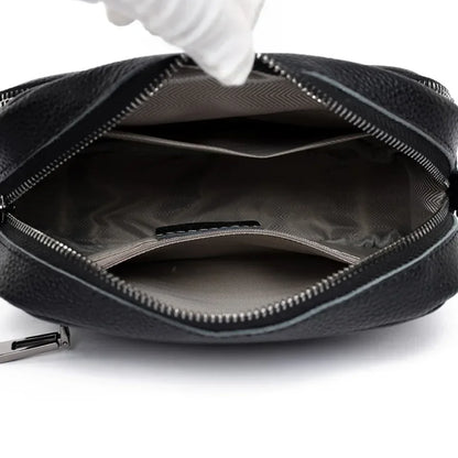 Genuine Leather Women's Crossbody Bag with Fur Charm
