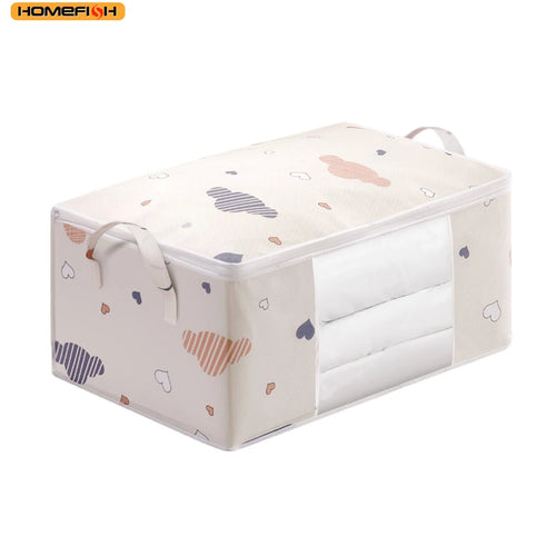 Homefish Large Capacity Foldable Clothes Storage Bag Reinforced Handle Sturdy Zipper Blankets