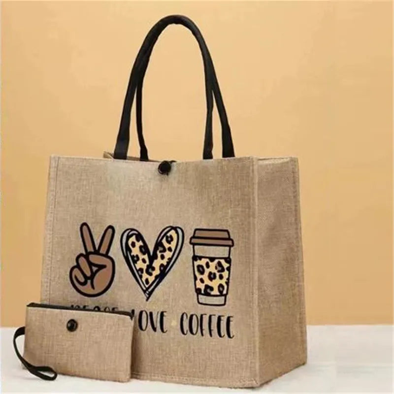 Sunflower Print Handbag & Coin Purse Set – 2-Piece Lightweight Tote